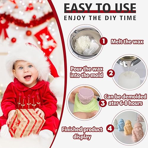 Miniatura 3 de Molde de Navidad de silicona, moldes de velas 3D para hacer velas, molde de resina epoxi de silicona, molde de adorno para velas de cera de