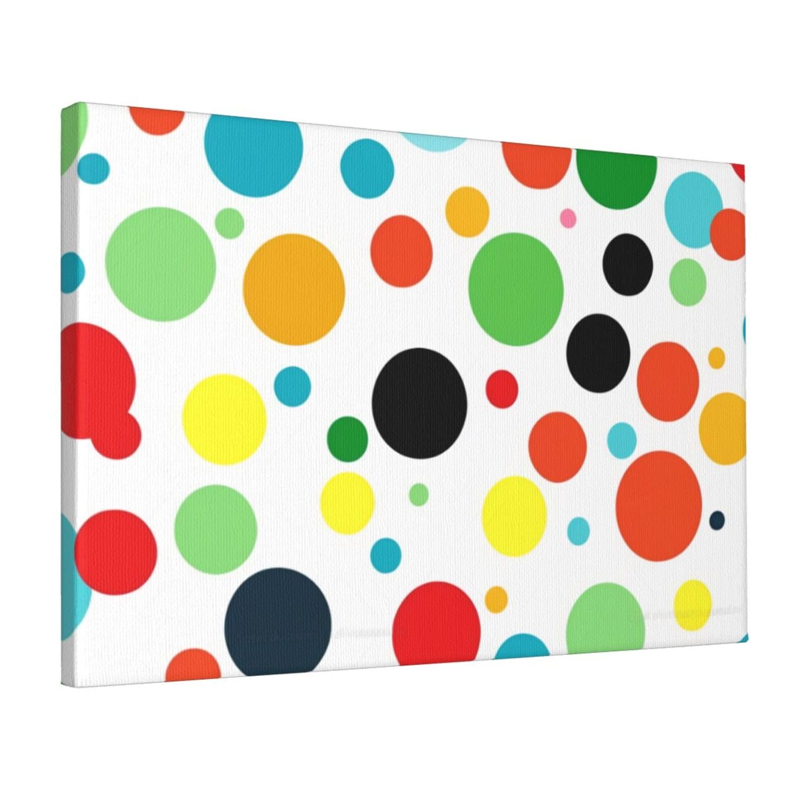 YKLJG Twister Polka Dots Printed Wall Art Canvas Prints 45x30 CM Wooden Framed Picture Painting Artwork for Bedroom Kitchen Home Office Decor