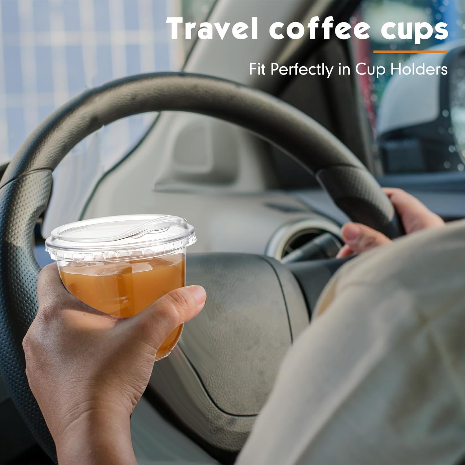 Baderke Clear Plastic Cups with Strawless Sip Lids Disposable Round Bottom Togo Cups for Coffee Smoothie Cold Beverage Coffee Shops and Party Catering(10 oz,50 Pcs) - Image 5