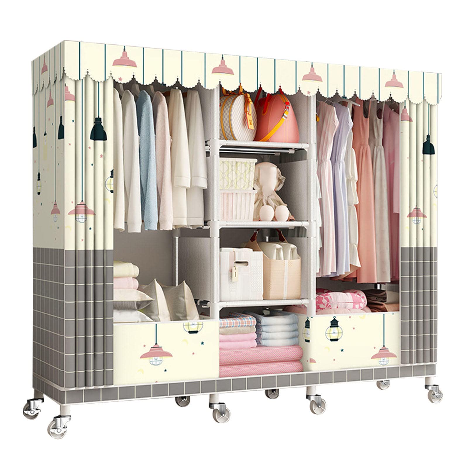 Garde-Robe Portative en Toile 170cm pour protéger vos vêtements de la poussière