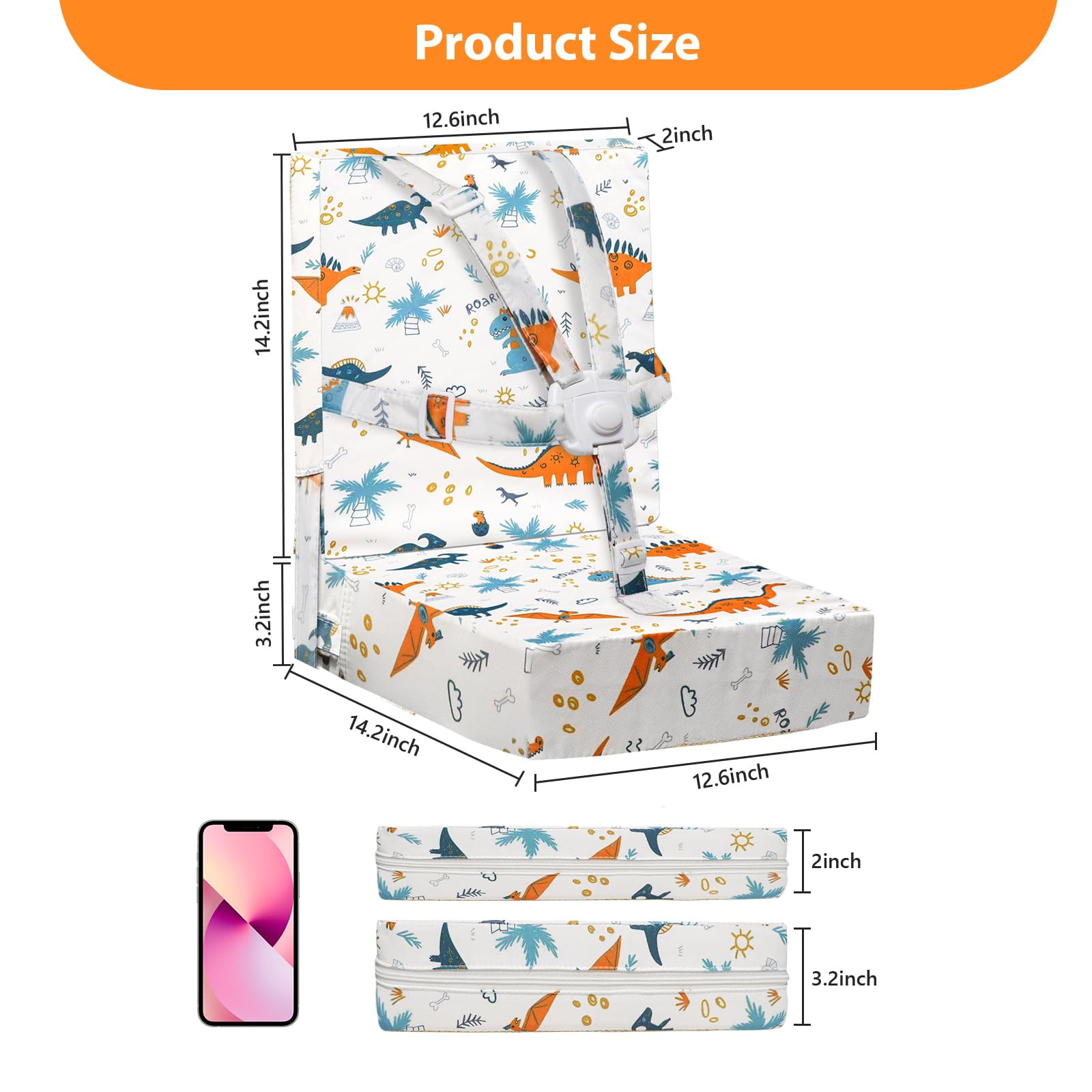 Rialzo da Sedia per Bambini, Cuscino Rialzo Sedia per Bambini Fibbia a 5 Punti Sicurezza più Forte 2 Pezzi (Bianco)