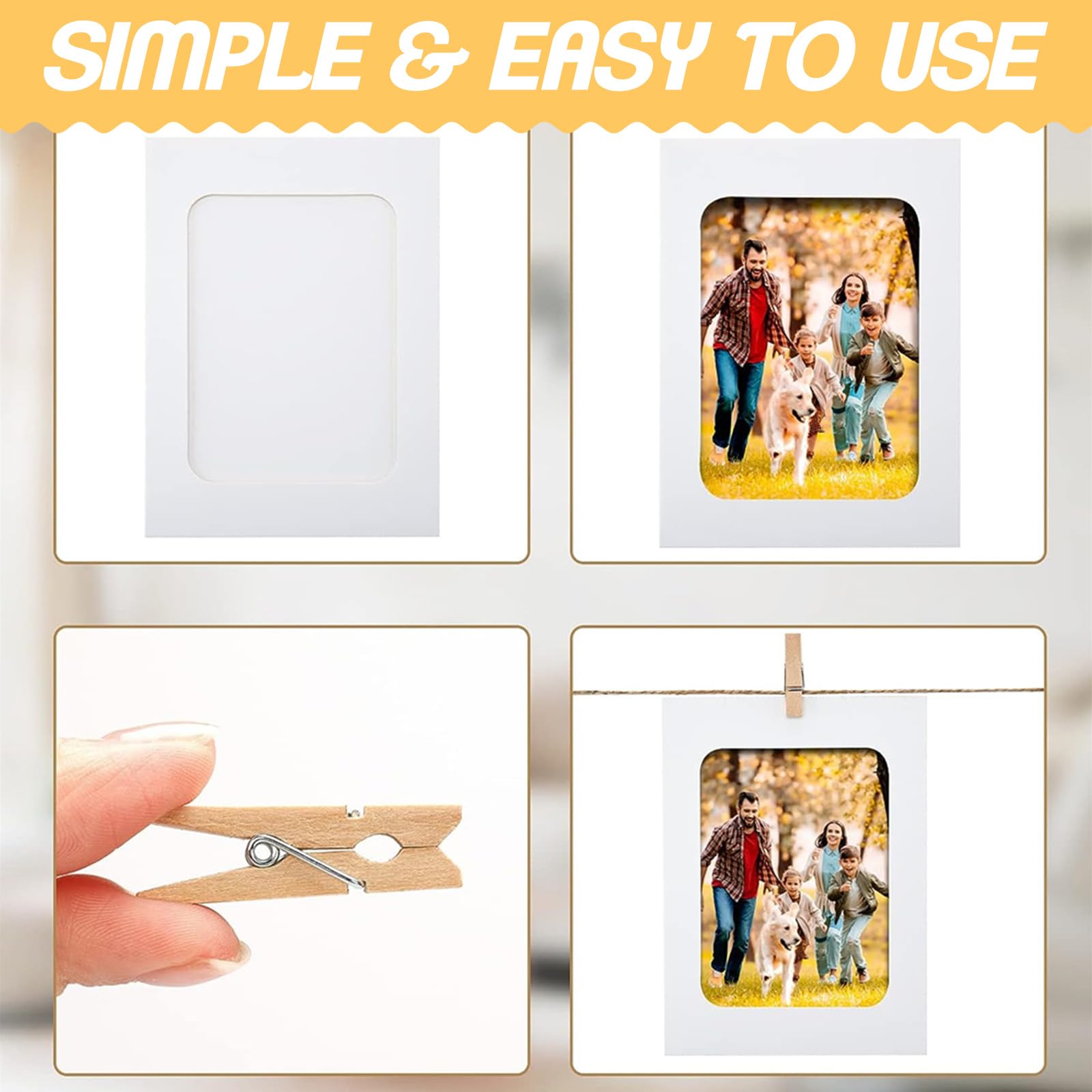 30Pcs Cardboard Photo Frames, Photo Mounts Cardboard, Paper Photoes Frames Mat, 4x6In Cardboards Picture Frames - Image 4
