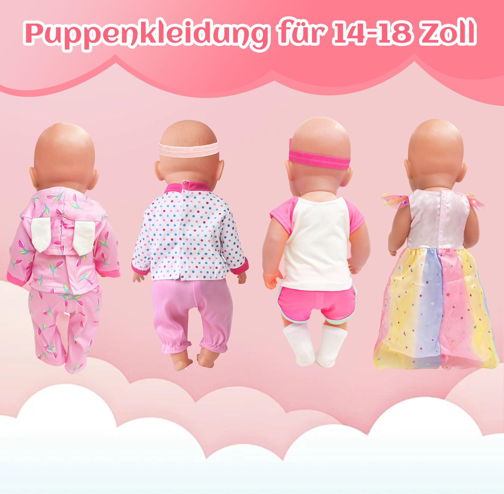 Set 2 Vestiti Per Bambole 35-43 Cm: Tuta Rosa E Giacca Verde Con Pantaloni Arancioni (Senza Bambola)