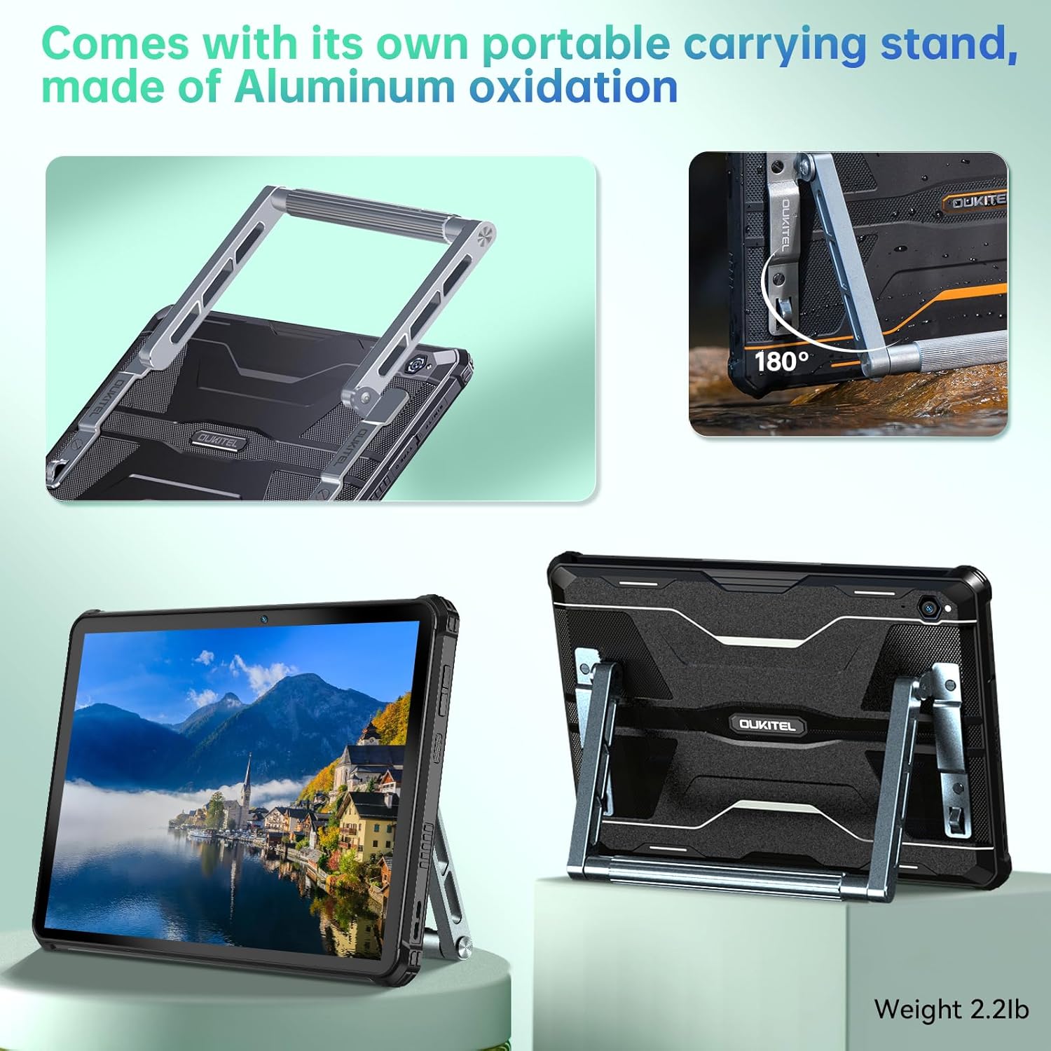 OUKITEL RT6 Android 13 Tablet Rugged, 20000mAh Batteria(33W) Rugged Tablet 10,1 Pollici FHD+,14GB+256GB(TF 1TB),IP68/IP69K Impermeabile,Octa-Core,16MP+16MP, Dual 4G LTE/5G WiFi/OTG/GPS/Face ID-Arancia