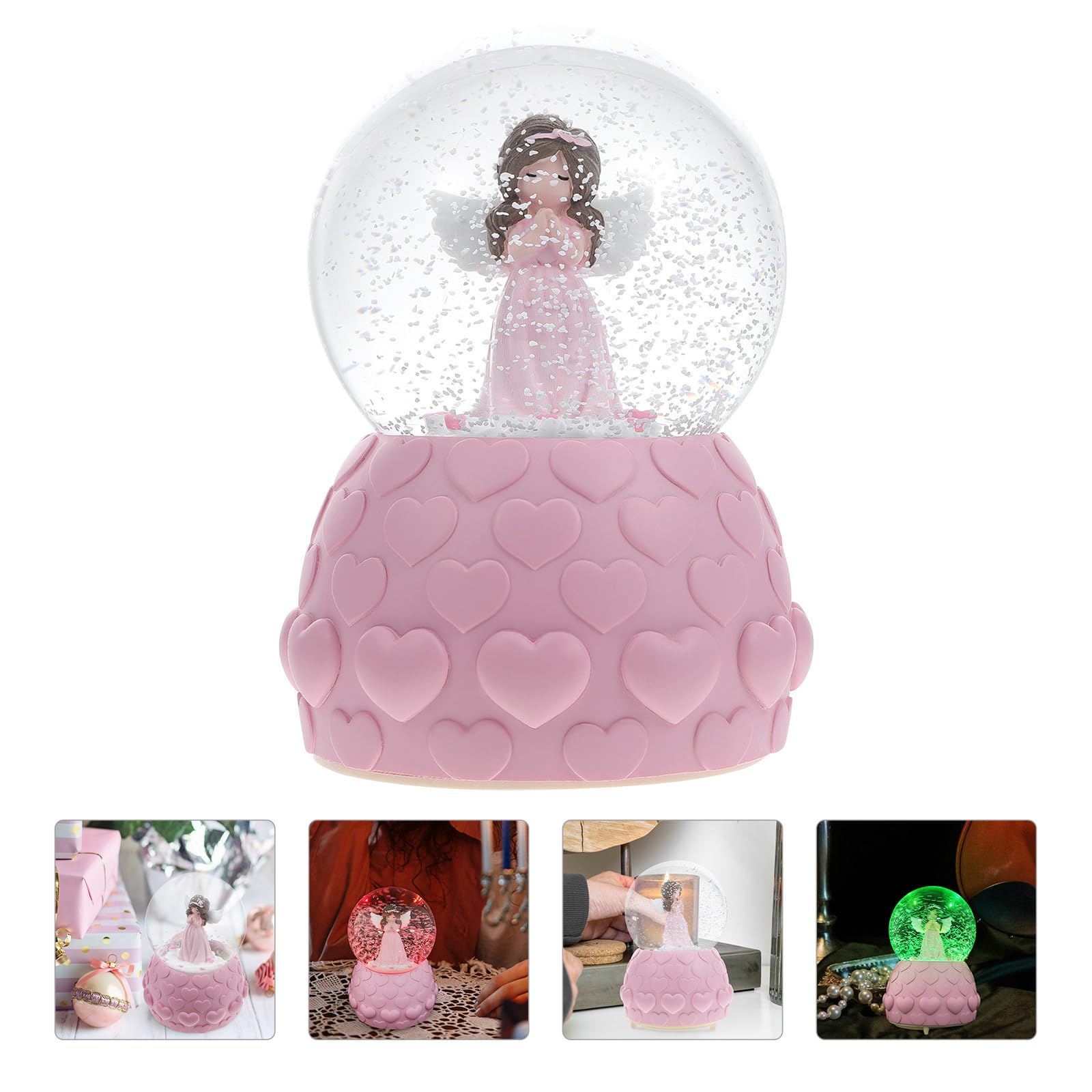 Homoyoyo Caja de Música Esfera de Cristal y Ángel, Rosa