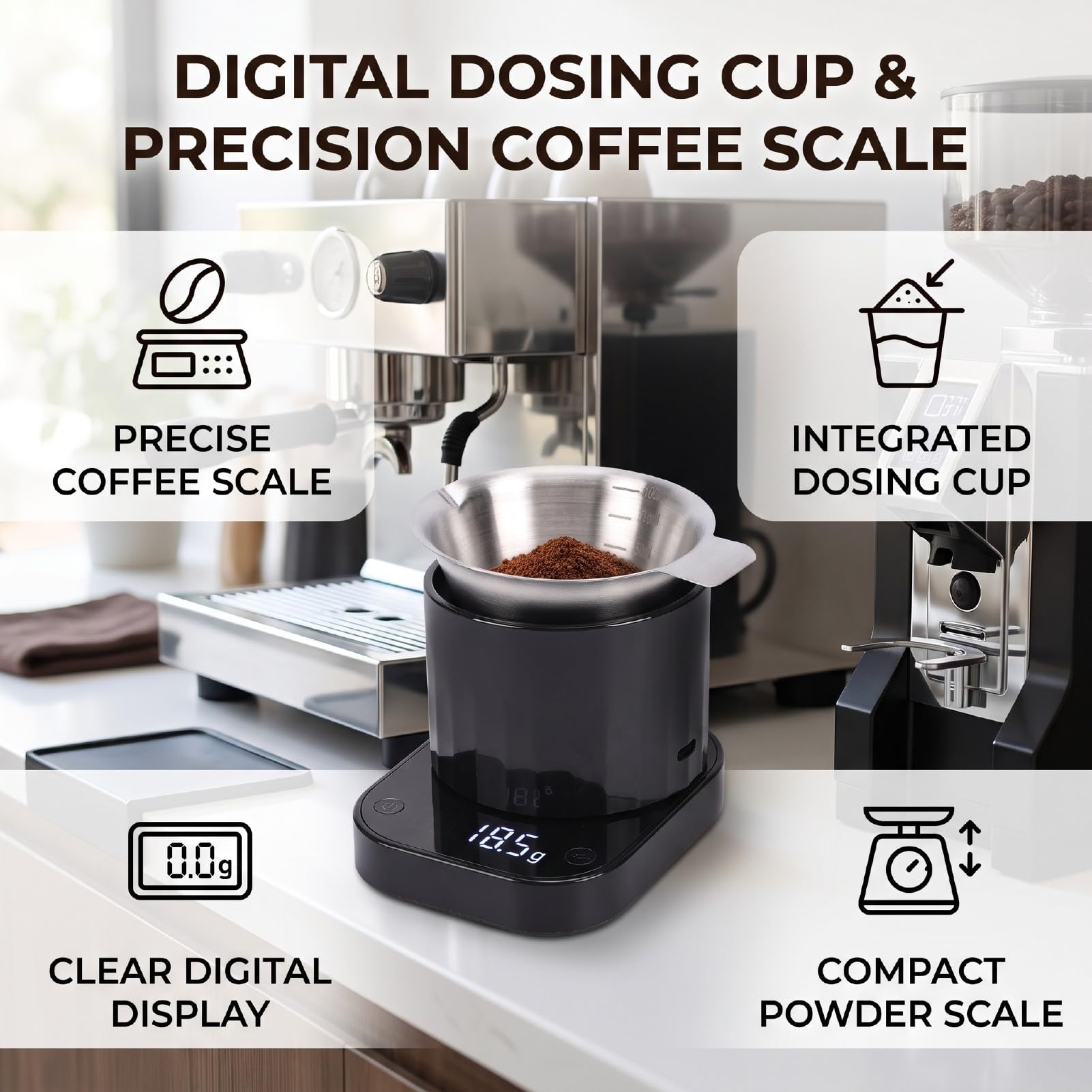 Luocute Balance à café Numérique avec Tasse Doseuse