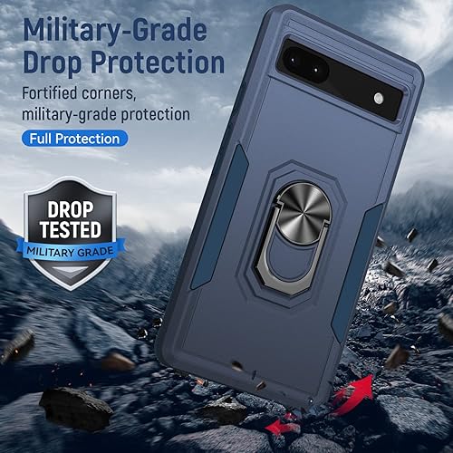 Miniatura 4 de Fucozan Funda para Google Pixel 6A con armadura atril, anillo magnético, resistente protección de grado militar a prueba de golpes para Pixel 6A 5G