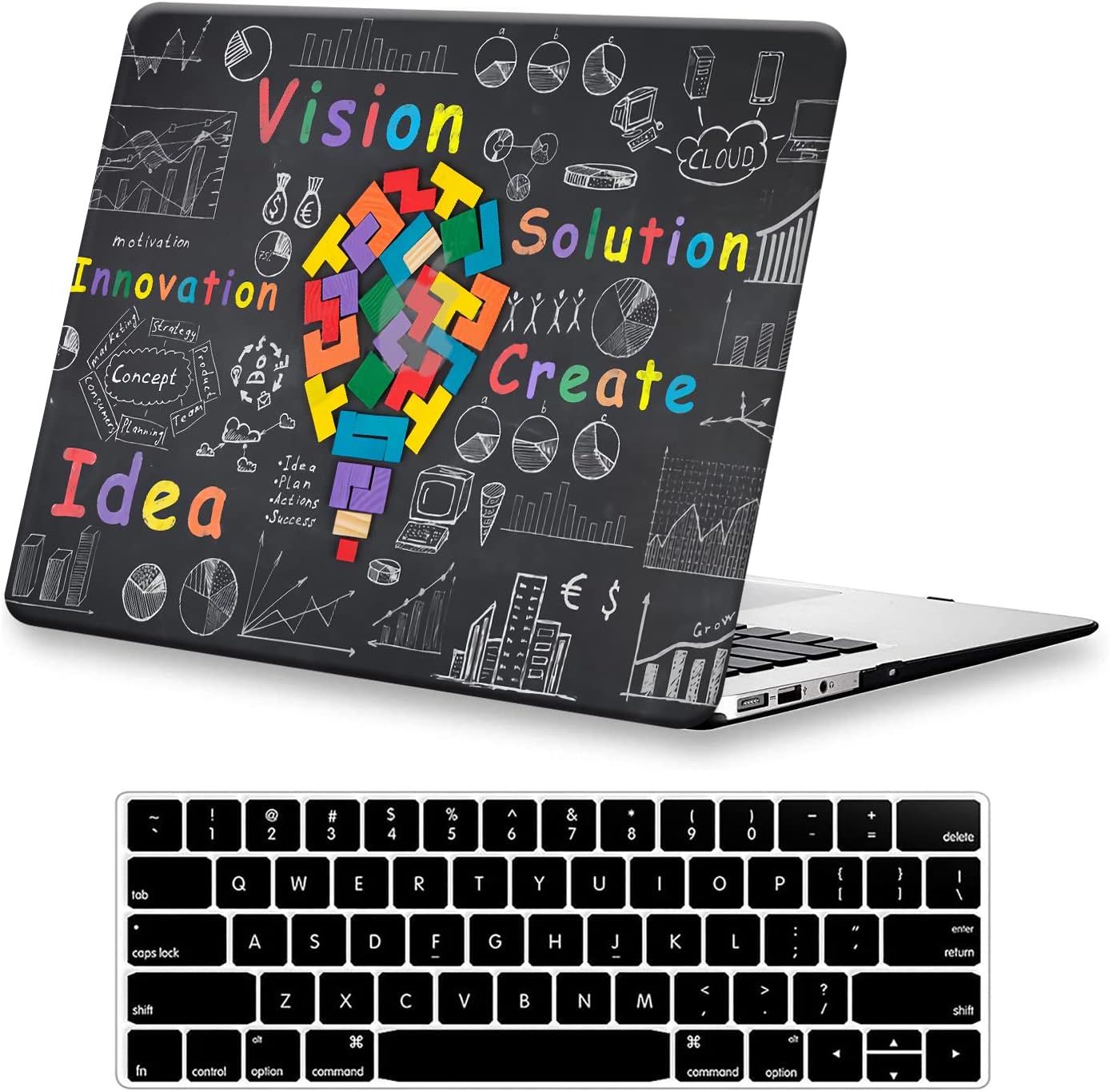 - Compatible with MacBook Air 13 inch Case 2021 2020 2019 2018 Release M1 A2337 A2179 A1932, Protective Plastic Hard Shell Case & Keyboard Cover, Has Logo Cutout, Light Bulb