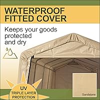 Vista 2 de Toldo resistente para todas las estaciones de 10 x 20 pies y refugio de garaje portátil con marco de acero y cubierta UV impermeable y puertas