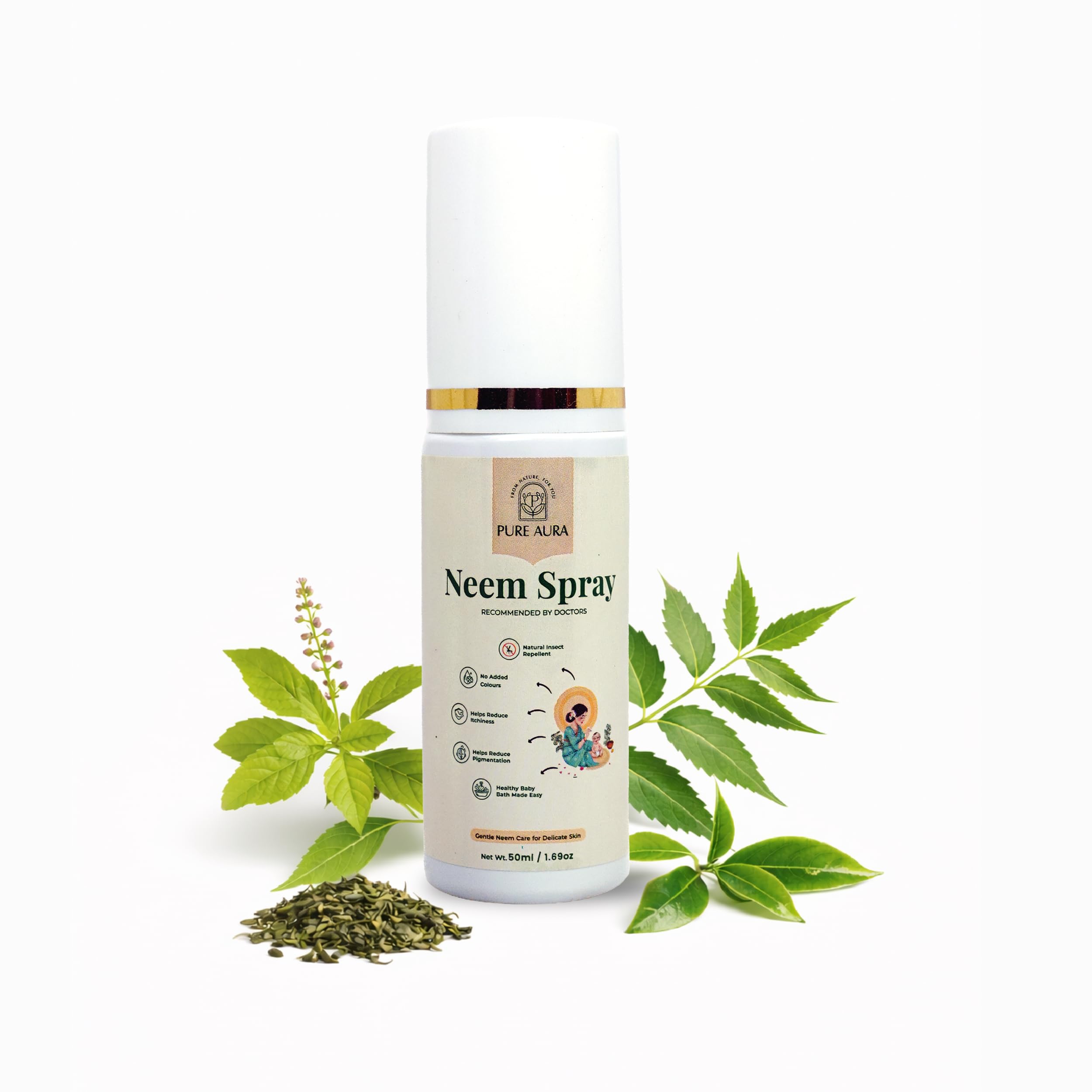 Pure Aura Baby Neem Spray 50ml | Natural Mosquito and Insect Repellent for Babies & Adults | Neem, Tulsi & Green Tea | Helps Reduce Itching & Skin Irritation | Doctor Recommended-image-35