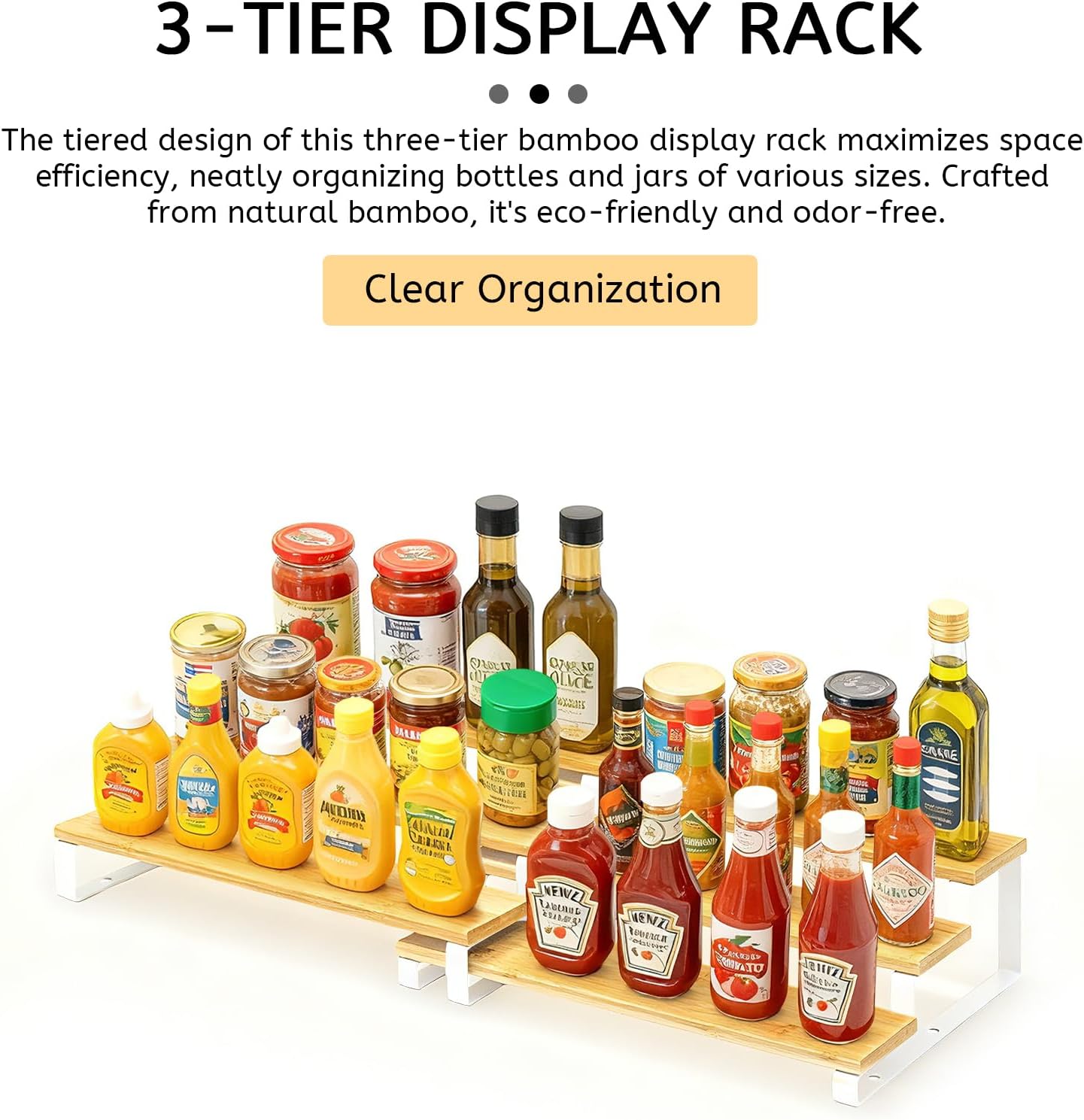 Display Risers, Set of 2 Engineered Wood Perfume Organizer Stand, 3-Tier Cupcake Stand Holder, Spice Rack, Shelf Risers for Figures, Dessert Shelves- White Legs