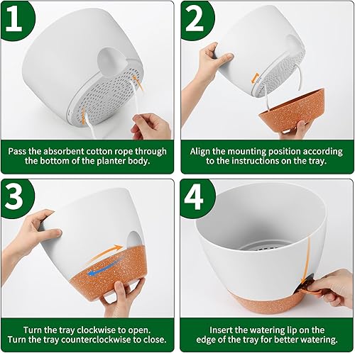 Miniatura 3 de GARDIFE Macetas de 10 pulgadas, macetas de riego automático, paquete de 2 macetas, macetas grandes de plástico con depósito profundo y agujeros de