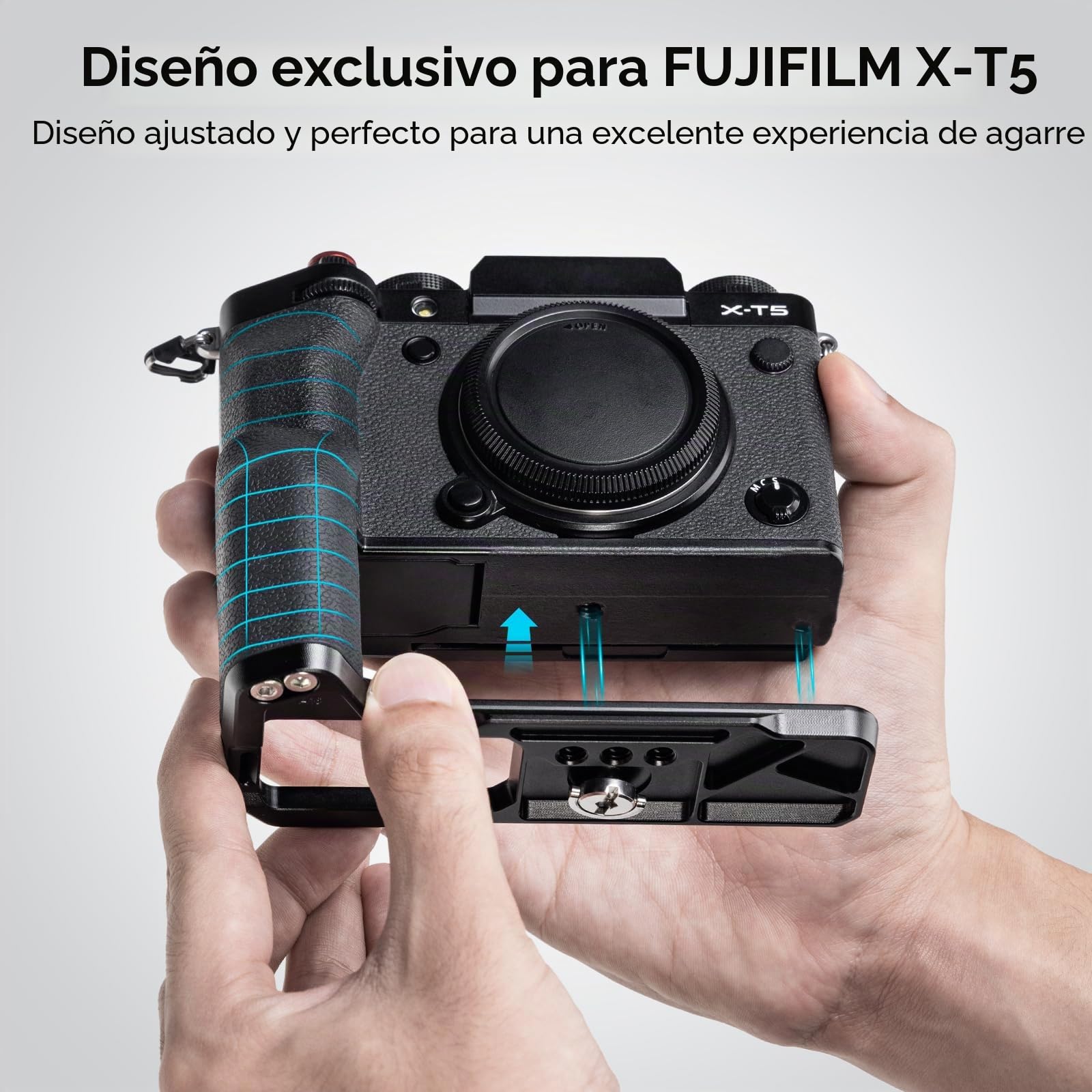 SMALLRIG X-T5 Empuñadura en Forma de L para Cámara FUJIFILM X-T5, Placa de Liberación Rápida Integrada para Arca,Empuñadura Ergonómica de Silicona, Botón de Obturador - 4260