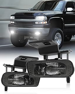 LED Fog Lights Replacement Fog Lamps Compatible with Chevy Silverado 1999-2002, Suburban 2000-2006, Tahoe 2000-2006 Driving lights DOT Approved Clear Lens - Black