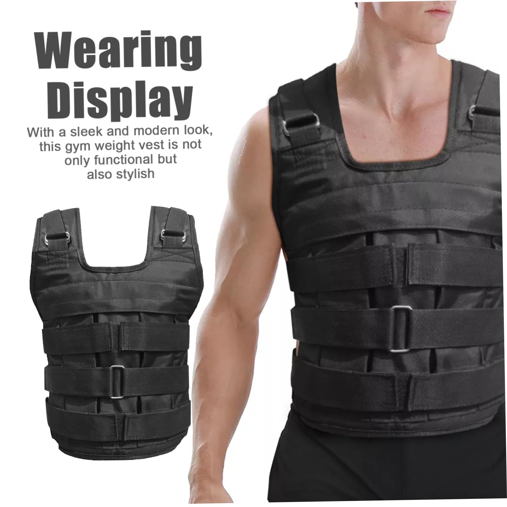 Gilet Zavorrato Regolabile Nero Oxford per Uomo e Donna | Fino a 50kg, per Palestra e Corsa, Design Moderno Vestibilità Versatile