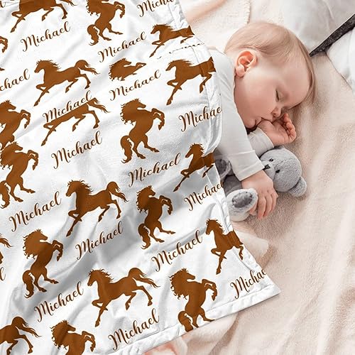 Miniatura 3 de Juego de ropa de cama personalizado para cuna para bebés, niños, juego de ropa de cama personalizado para cuna con nombre, ropa de cama de caballo