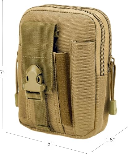 Bolsa táctica Molle doble Molle correas 7 "x 5" x 1.8" dos compartimentos con cremallera más almacenamiento para teléfono 52175