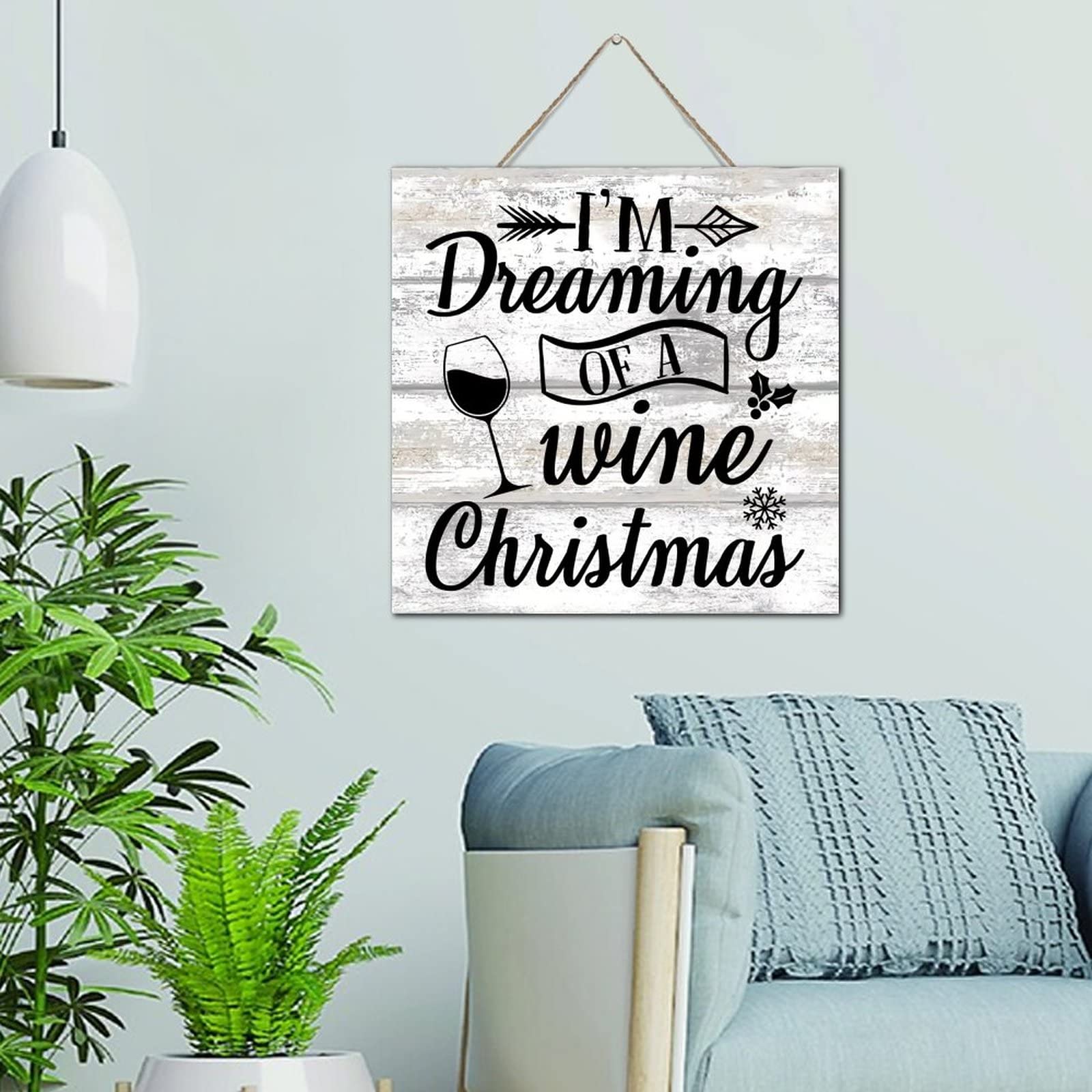Panneau de Noël en bois rétro 30cm - Décoration murale cuisine et salon