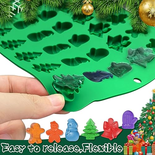 Miniatura 3 de Inn Diary Moldes de goma de Navidad con 2 cuentagotas de silicona para chocolate, molde antiadherente de grado alimenticio, para hornear, molde de