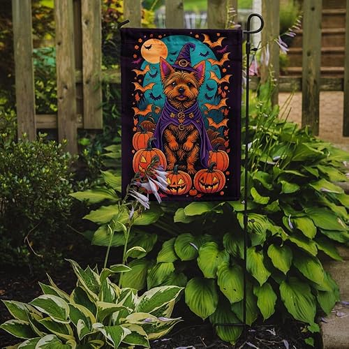 Miniatura 7 de Caroline's Treasures DAC1492GF - Bandera decorativa para jardín de Halloween con diseño de bulldog inglés, diseño de bruja, jardín, tamaño de