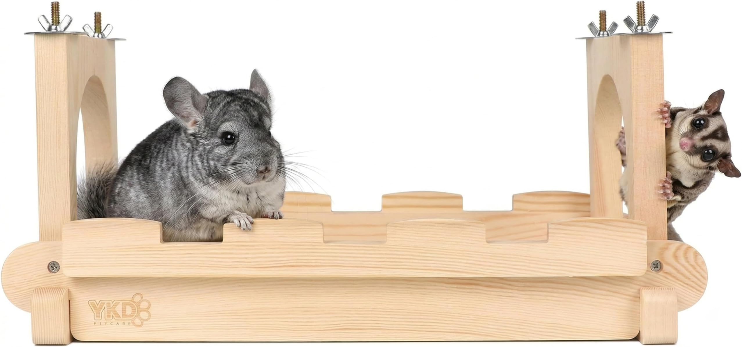 YKD Chinchilla Wood Suspension Bridge, Hanging Large Small Animal Wooden Bridge Platform, Small Animals Habitat Toy for Chinchillas Sugar Gliders Rats Squirrel