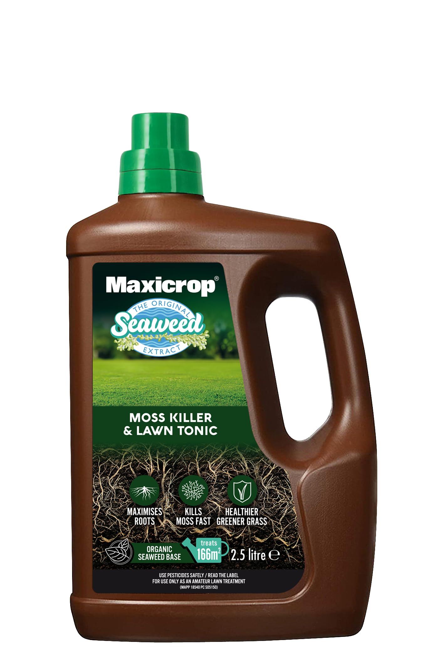 86600259 Moss Killer & Lawn Tonic, 2.5L - Fast Acting 2-in-1 Moss Killer and Lawn Re-Growth Tonic - with Natural Seaweed Extract - Improves Lawn Health and Strong Rooting - Garden Care