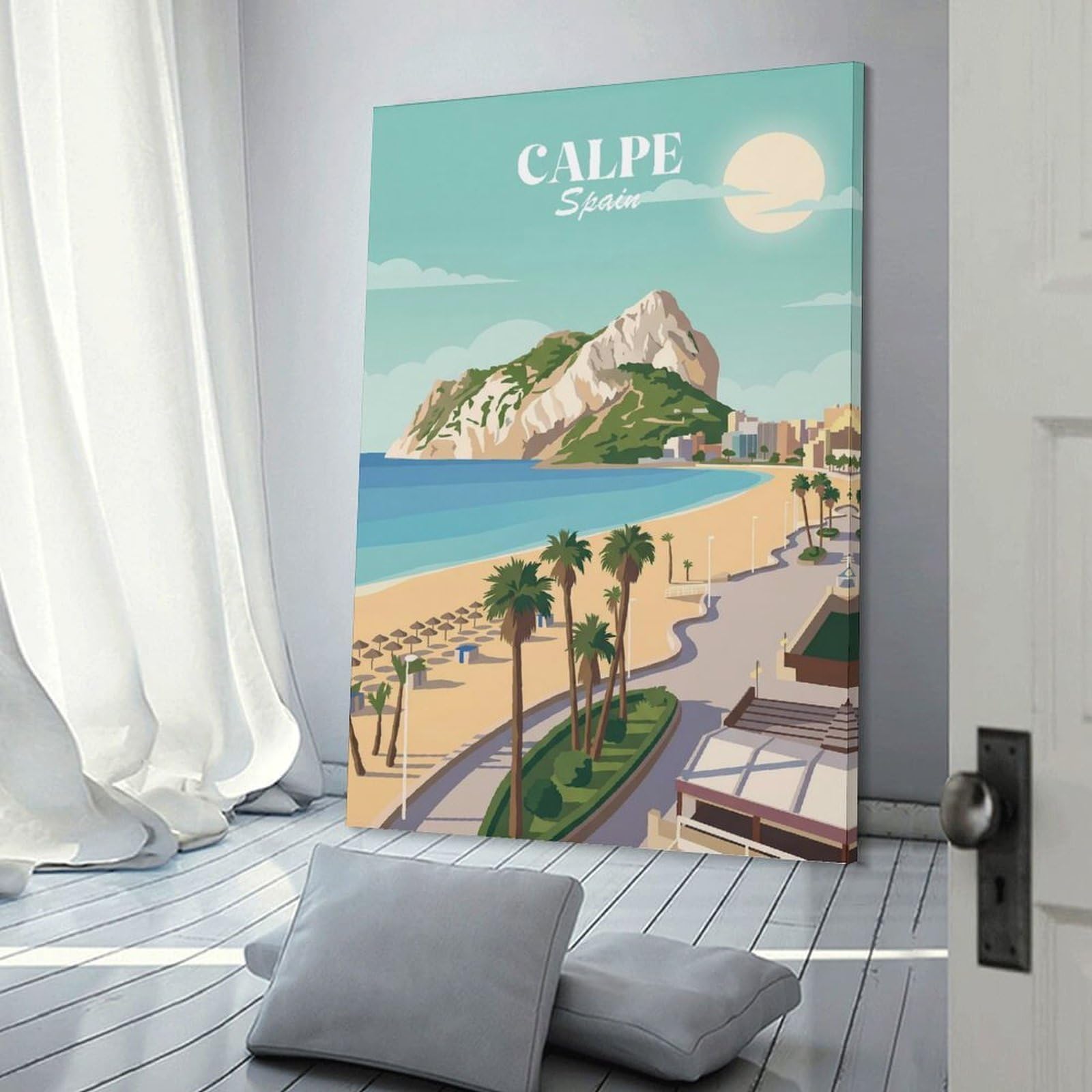 Junmoney Frame-Style-4-1 Decorative Wall Artwork Calpe Spain, 24X36inch(60X90cm), For Contemporary Homes, Apartments Or Offices, An Easy Choice For New Home Styling