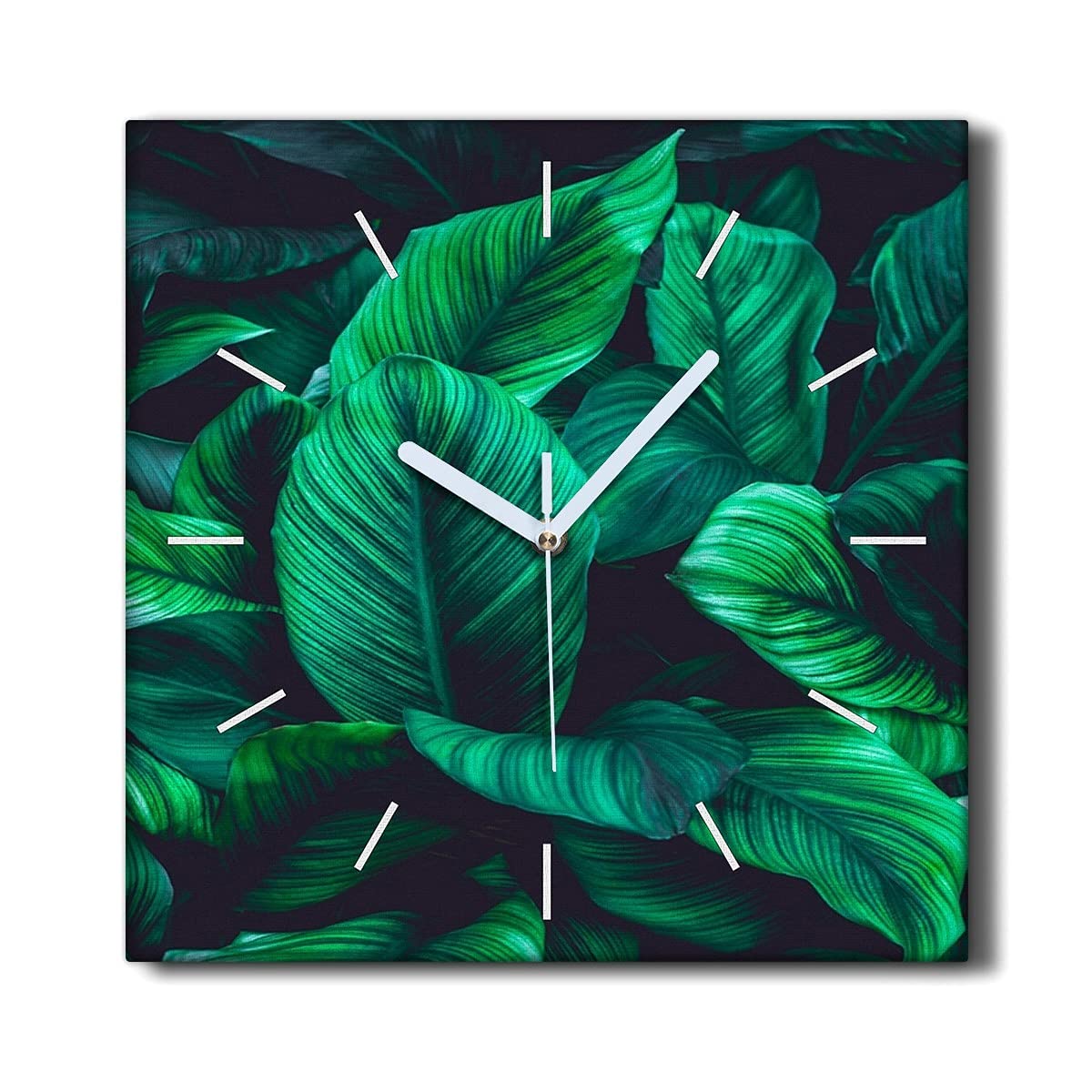 Horloge murale pour le salon Coloray en toile silencieuse motif feuilles