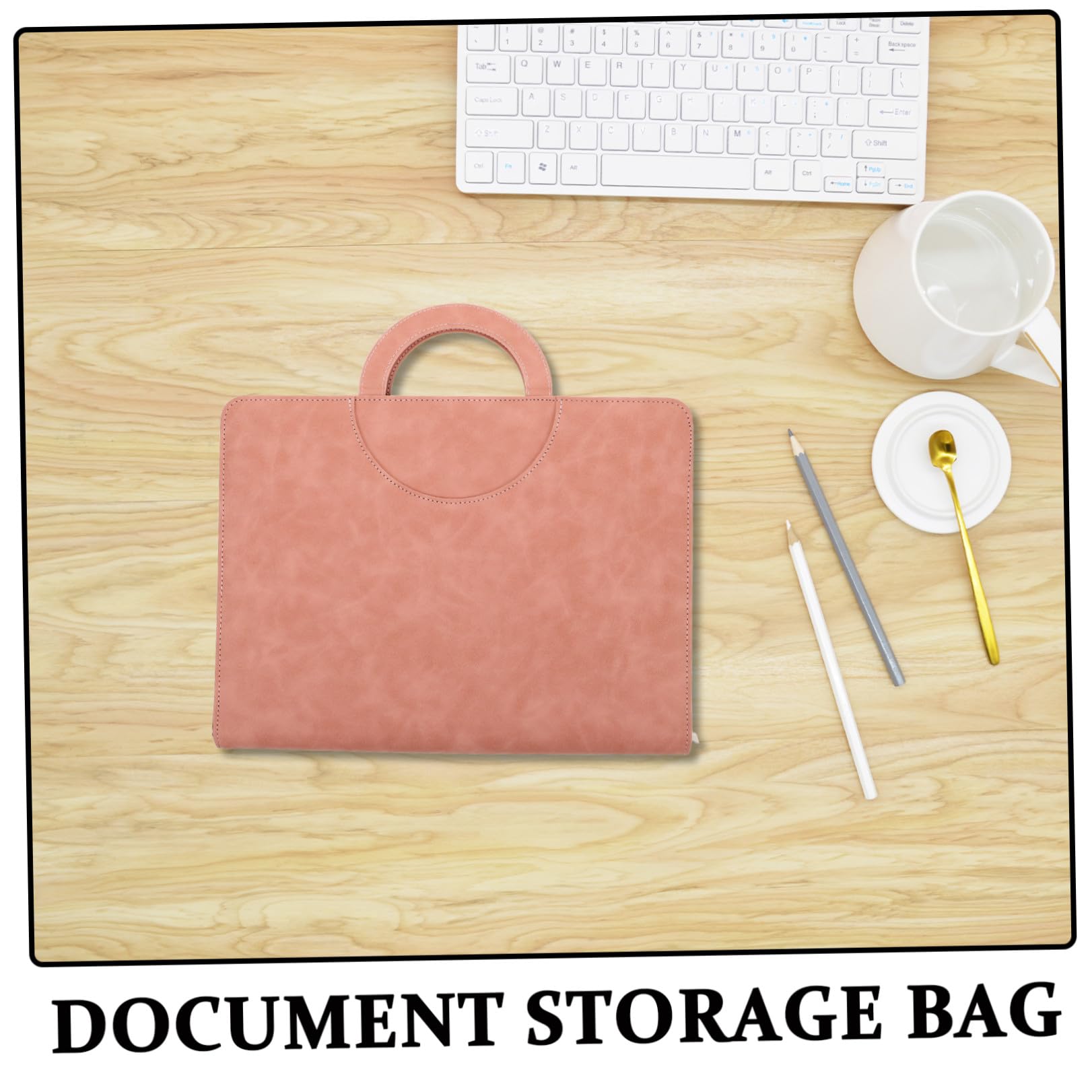 Ipetboom Organizzatore di Documenti A4 in Pu Rosa con Chiusura a Cerniera Sicura, Borsa Multifunzionale per Documenti Importanti per Utilizzo Quotidiano e Trasferimenti