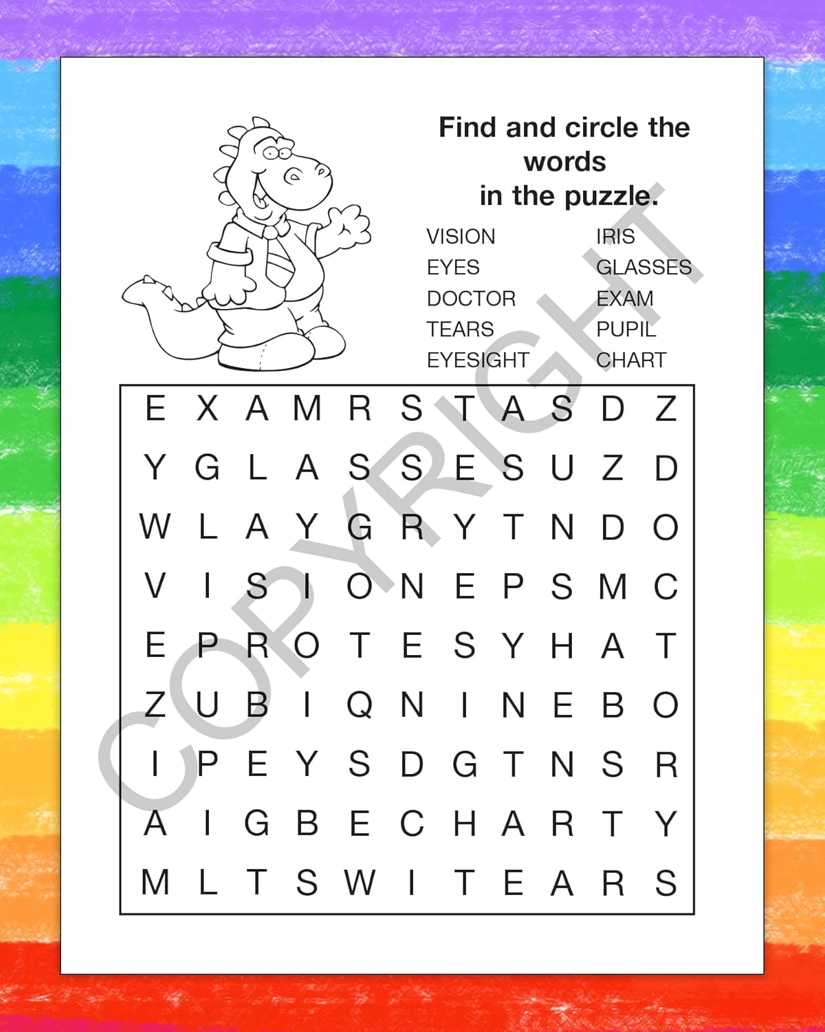 ZOCO – Learn About Eye Care Coloring Books (25 Bulk Pack, Without Crayons) – Optometrist, Eye Doctor Gifts – Games, Puzzles, Activities for Kids