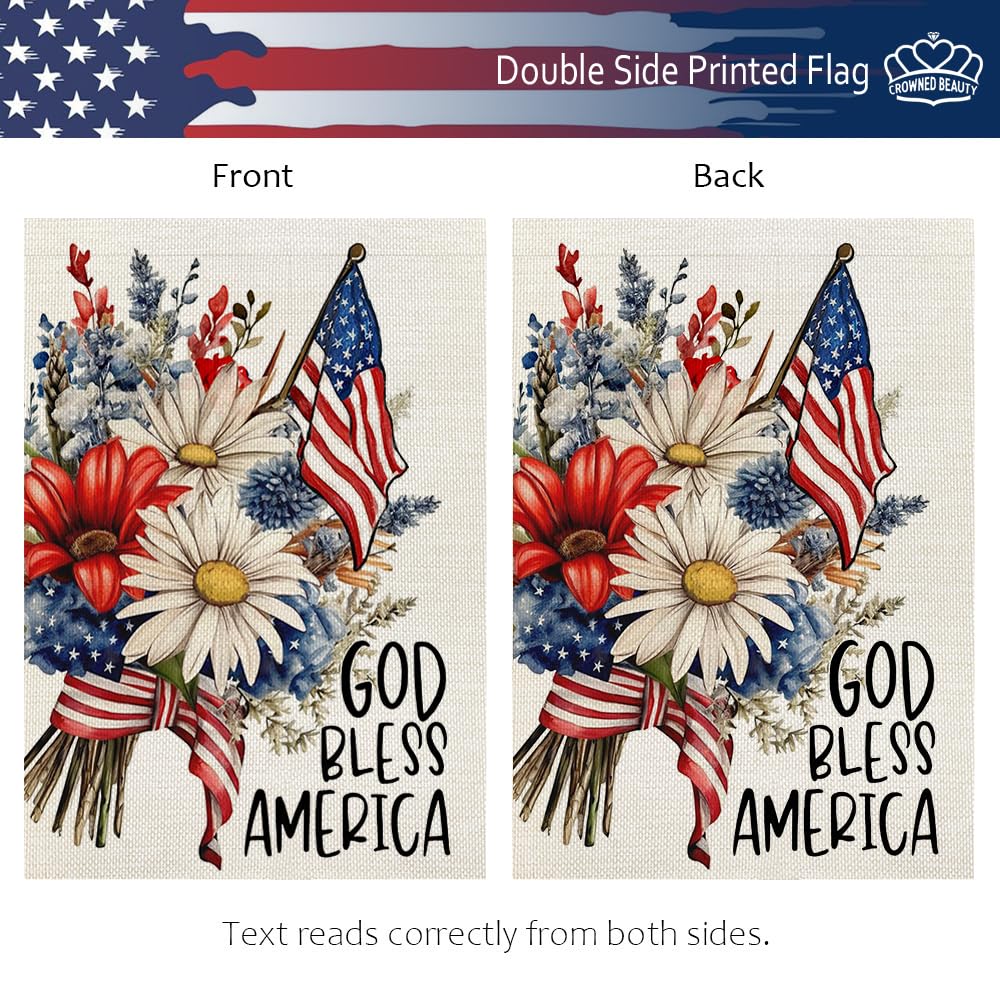 CROWNED BEAUTY Patrioten Gartenflagge – 4. Juli, 'Gott Segne Amerika', 30,5 X 45,7 Cm, Doppelseitig
