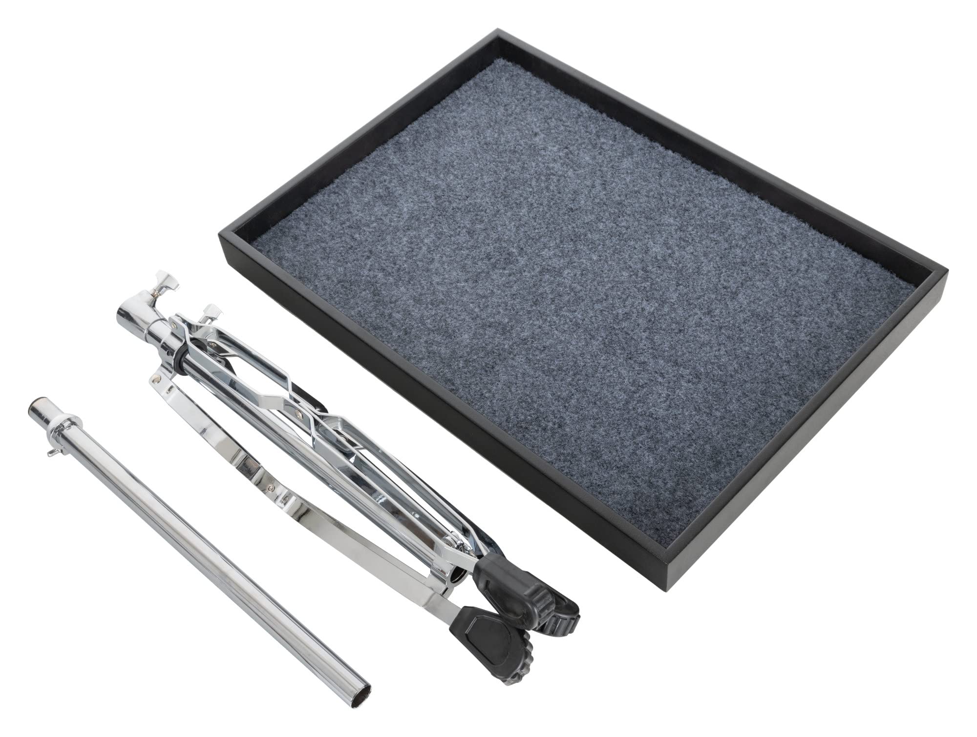 XDrum UPT1 Universal Percussion Table - Höhenverstellbarer Ablagetisch - Größe: 56 x 40 cm - Weicher Filzboden - Stabile Dreibein-Konstruktion - Ideal für Musiker, Mixer, Laptop uvm. - Schwarz
