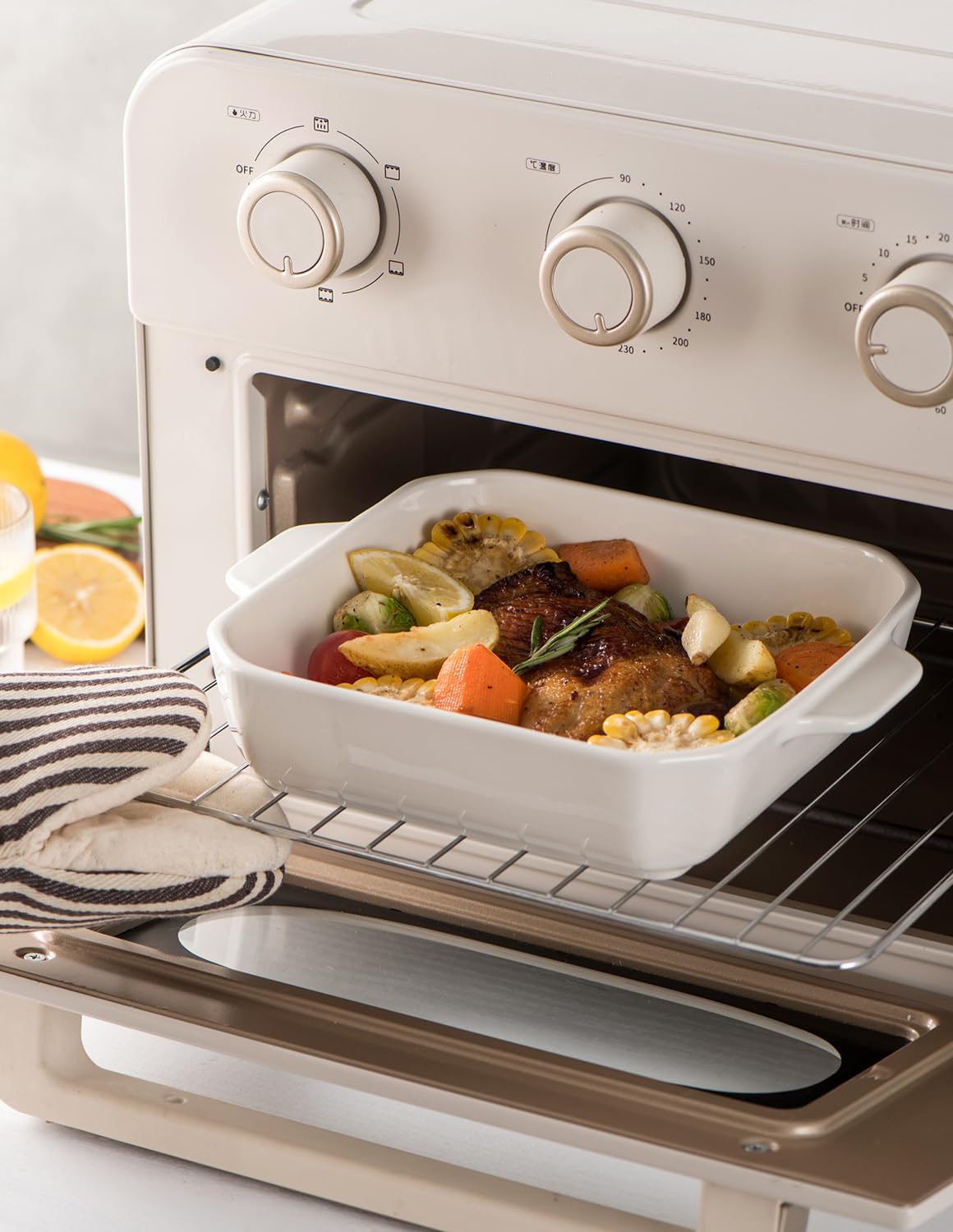 Teglie Da Forno In Ceramica Onniyor Quadrate Con Manici 20x20 Cm | Set Per Lasagne, Brownie E Casseruole