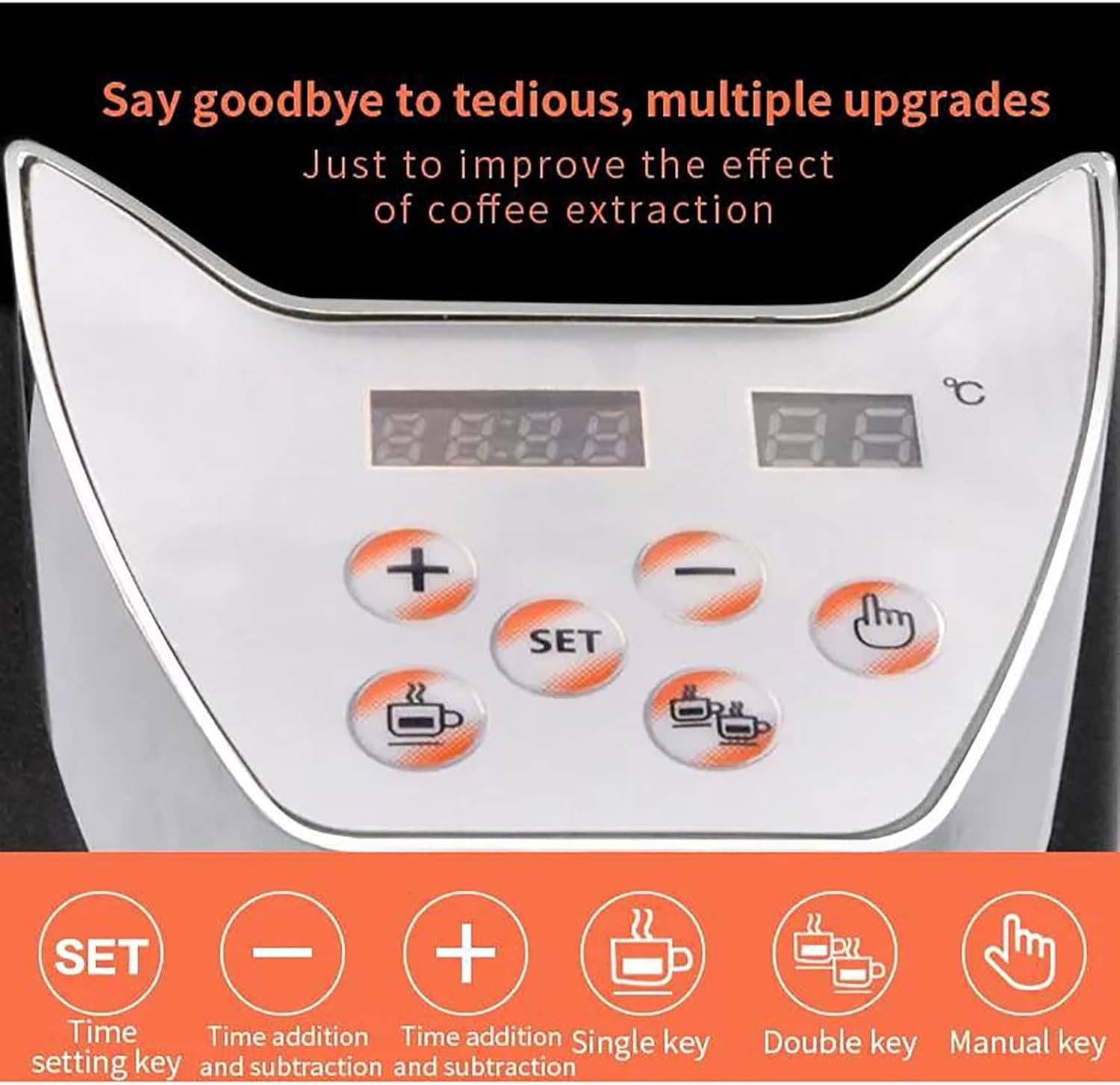 Commercial 1L Coffee Bean Grinder, 250W Professional Electric Quantitative Coffee Grinder with Digital Display, 19 Gear Adjustment, Stainless Steel Grinding Disc, for Cafe, R(