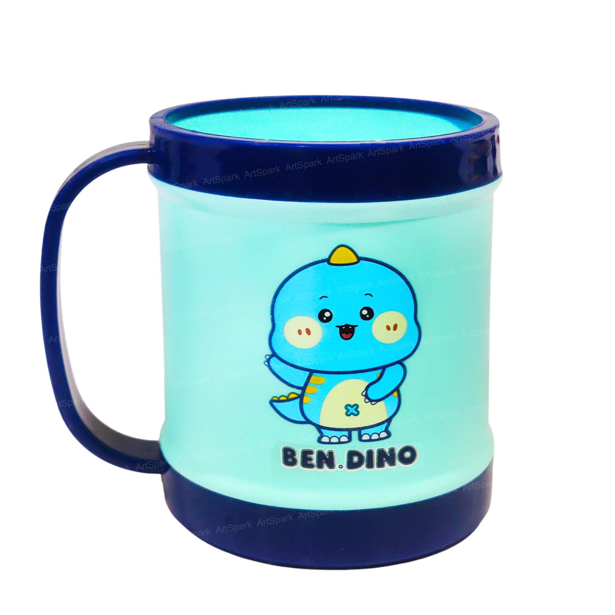 ArtSpark Milk Drinking Mug for Kids – 450 Ml; Cute Dinosaur Plastic Mug for Toddlers & Children, Lightweight & Durable Drinking Cup with Handle (Multicolor)-image-36
