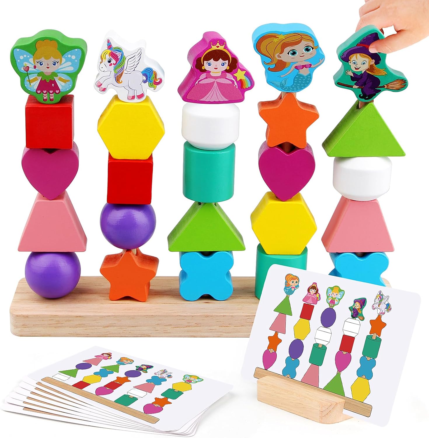 Vinlon Montessori Toddler Game Toys for Boys Girls 2 3 4 Years Old, Cute Animal Vivid Colors Shape Sorting & Stacking Toy Building Blocks Early Learning Educational Toys Easter Basket Stuffers