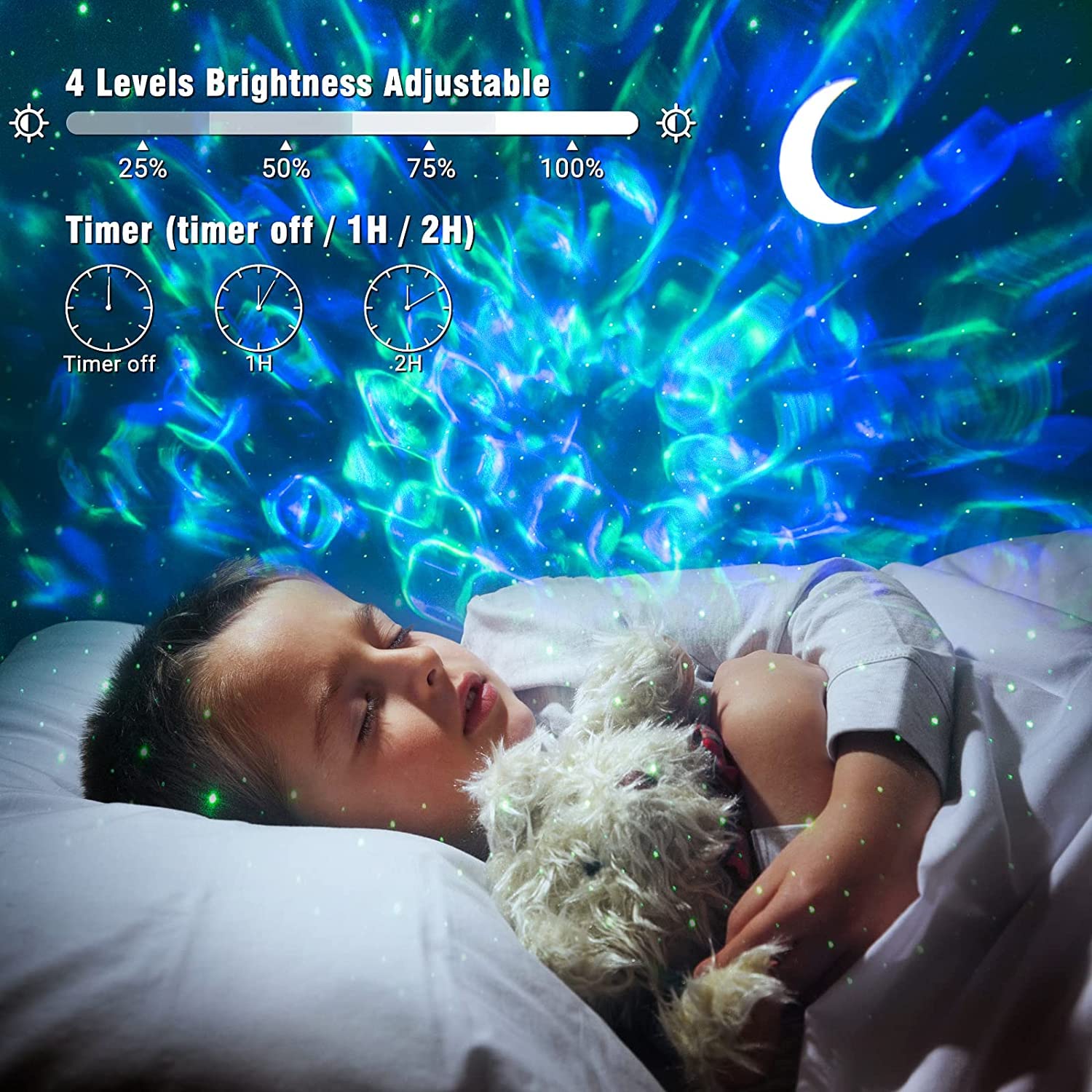 Proiettore Star 3 in 1 Galaxy proiettore Sky Light, LED Cloud & Moon, controllo vocale, 13 effetti di illuminazione Galaxy Light proiettore per camera da letto, palcoscenico, luce notturna (bianco)