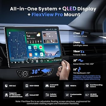 14.1 QLED Touchscreen Single & Double DIN Android AI Car Stereo, with Dashcam, Emergency Lock, GPS Tracking, 7.1.2 Audio, 4V RCA, HDMI in, 4G LTE, 8G+128G, Wireless CP&AA, ADS Protocol, X10G141E