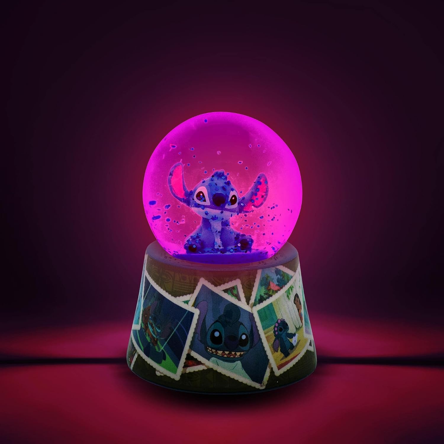 Disney Lilo & Stitch Vintage Photos Mini Light-Up Snow Globe for Adults with Glitter | 3 Inches