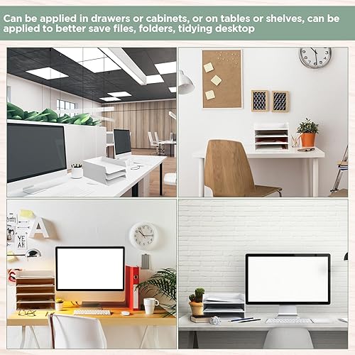 Miniatura 4 de Harloon Bandeja apilable de 12 piezas de letras blancas para cartas, organizador de escritorio de 12.8 x 9.45 x 1.97 pulgadas, soporte de papel para