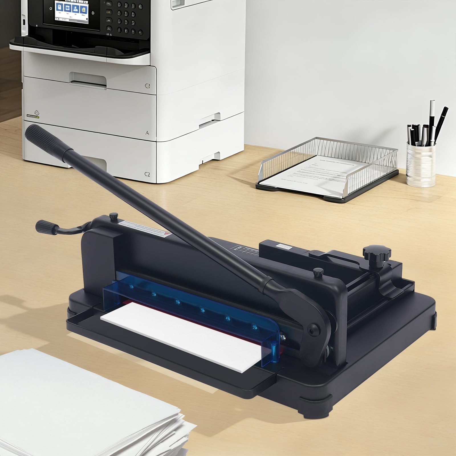 A4-Papierschneider aus Metall, A4 Manuelle Hebelschneider Papier bis zu 400 Blatt Papier, Hoher Präzision Schneidemaschine Mit Schutzvorrichtung, 12,4 Zoll Schnittlänge für Fotos Papiers