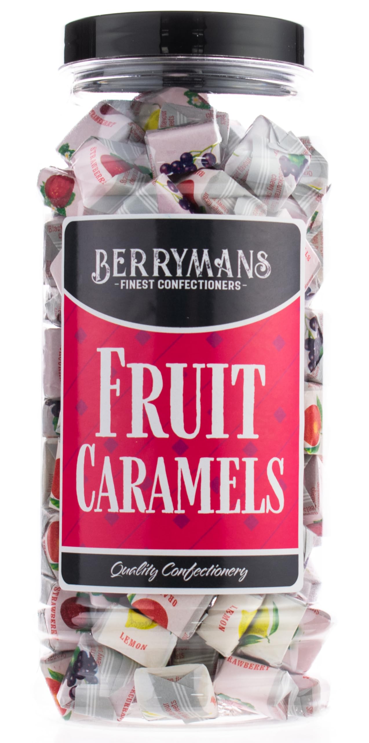 Original Fruit Caramels Retro Sweets Gift Jar by Berrymans Sweet Shop - Classic Sweets, Traditional Taste.