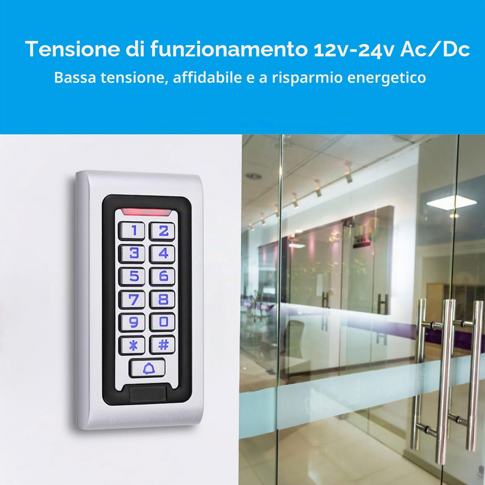 Tastiera di controllo accessi TP68 impermeabile 125KHz RFID tastiera in metallo, 2000 utenti, retroilluminazione, sistema di controllo accessi adatto per appartamenti, ville, magazzini aziendali