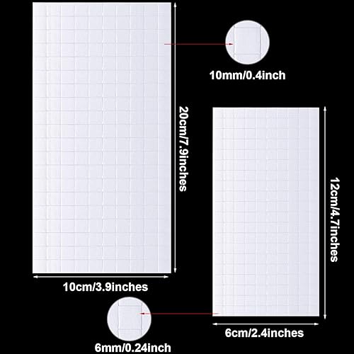 Vista 2 de Zonon 3200 piezas de cinta cuadrada de espuma de doble cara para manualidades, 2 tamaños, hoja de puntos de espuma adhesiva, 0.24 pulgadas y 0.4