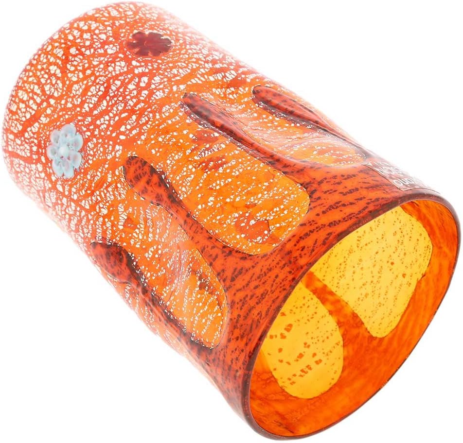 Glass Of Venice Murano Glass Tall Drinking Glass - Silver Lava Orange