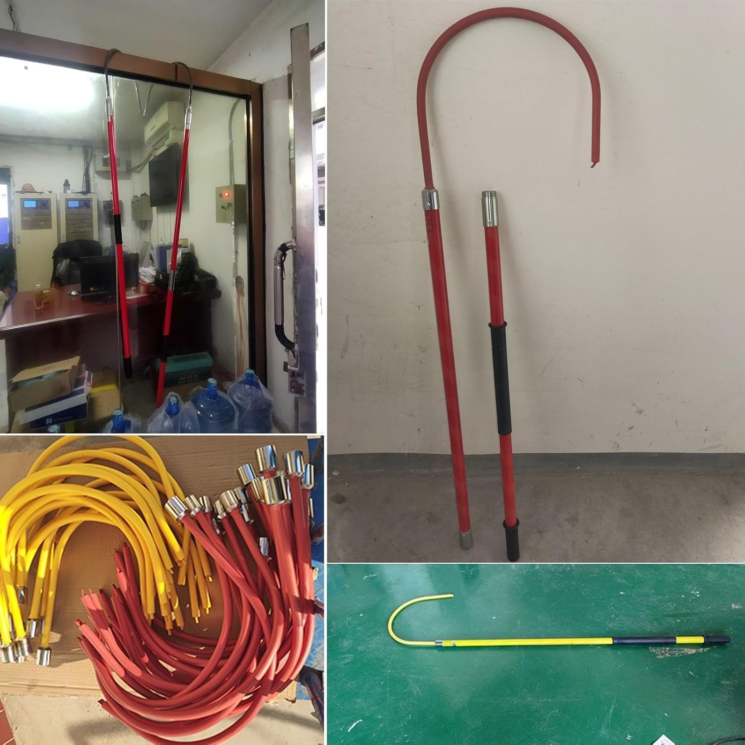 Lightweight Insulated Handle Rescue Hooks With 40cm Opening, 1m 1.5m 2m Long Fiberglass Security Tools Pole Life-Saving Pull Rod, High Voltage Insulated Rescue Hook(1m/3.3ft)(Yellow,2m/6.6ft)