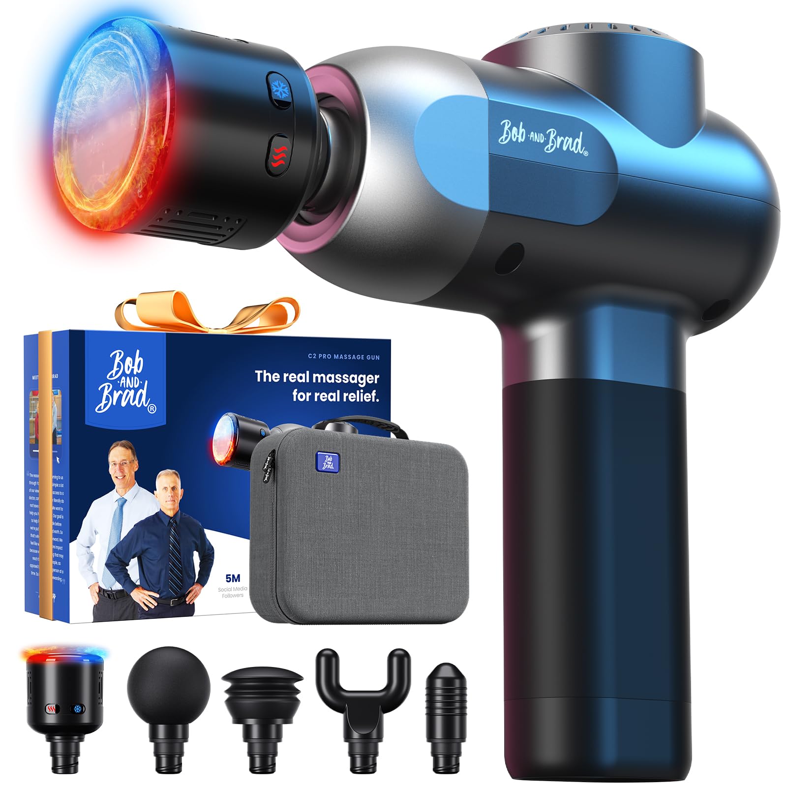 Massagepistole mit Wärme und Kältetherapie, Bob and Brad C2 Pro Tiefengewebsmassagegerät mit Wärme, Professionelles Elektrisches Massagegerät für Zuhause, Fitnessstudio, Erholung, Schmerzlinderung