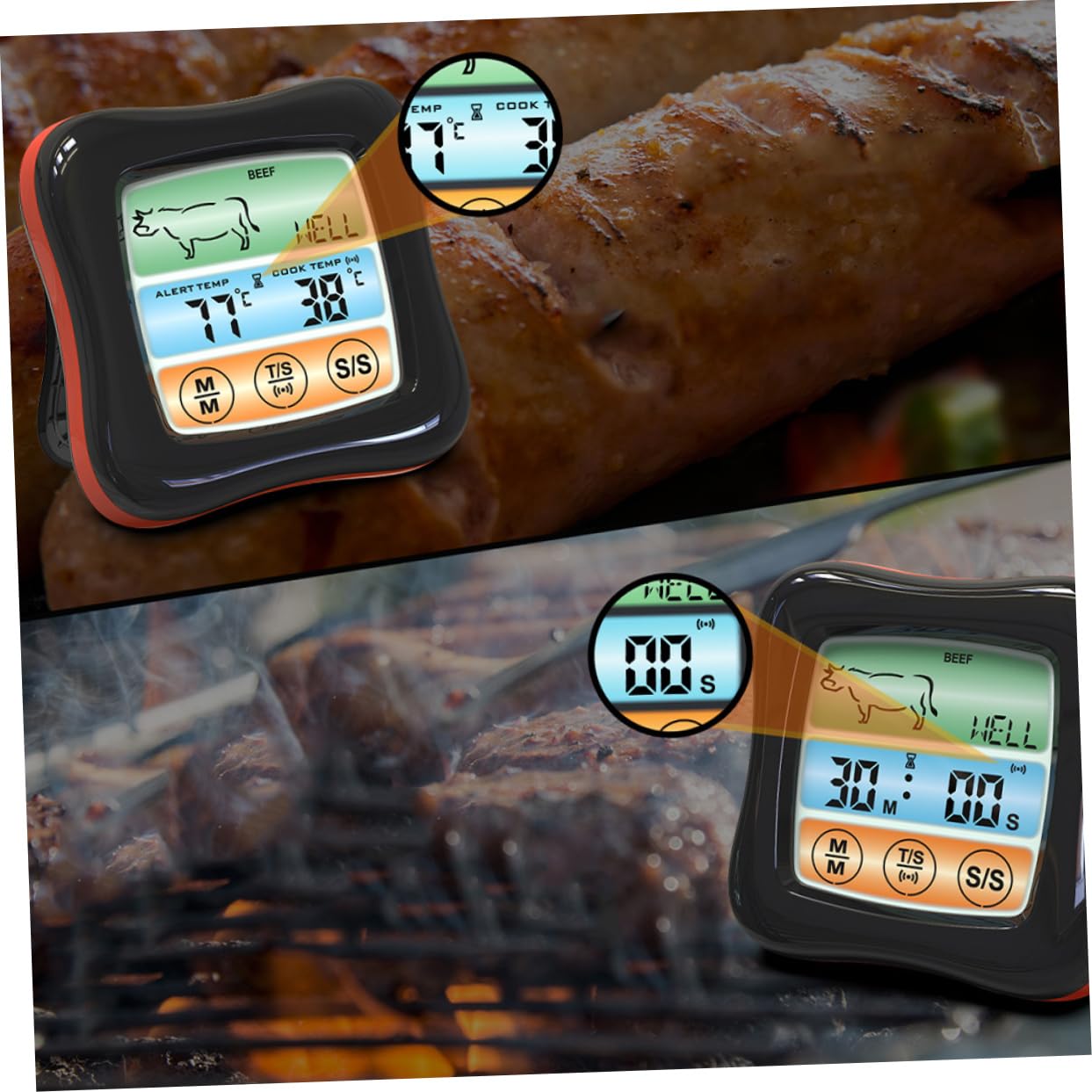 Termómetro Digital Táctil Temporizador para Cocina y Barbacoa