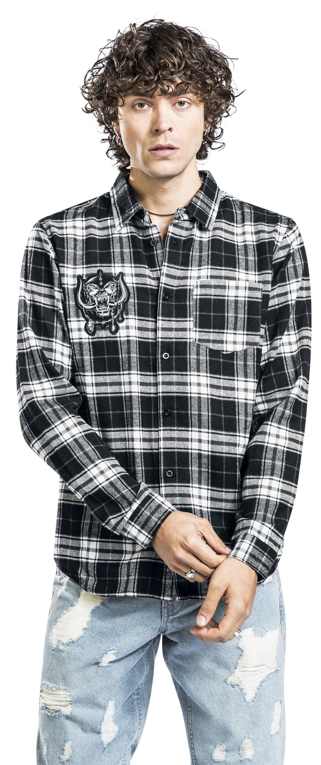 Motörhead England Homme Chemise Manches Longues Noir/Blanc Regular/Coupe Standard