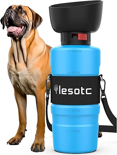 lesotc - Botella de agua para perros mejorada, dispensador de agua portátil a prueba de fugas, botella de agua para mascotas, para caminar al aire